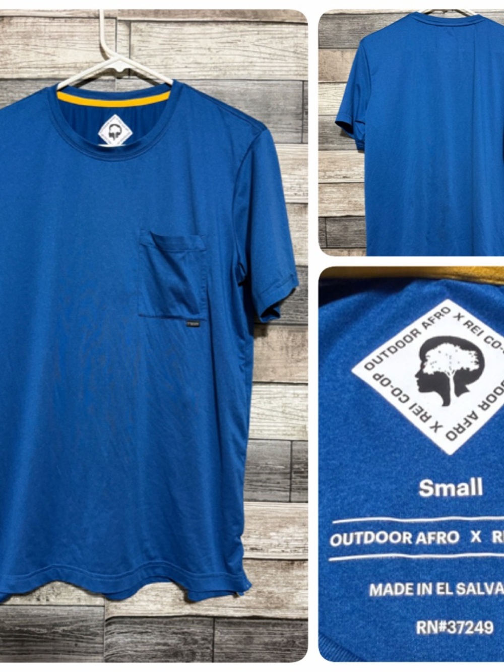 Outdoor Afro x REI Co-op Pocket T Shirt Men’s S Blue Performance READ